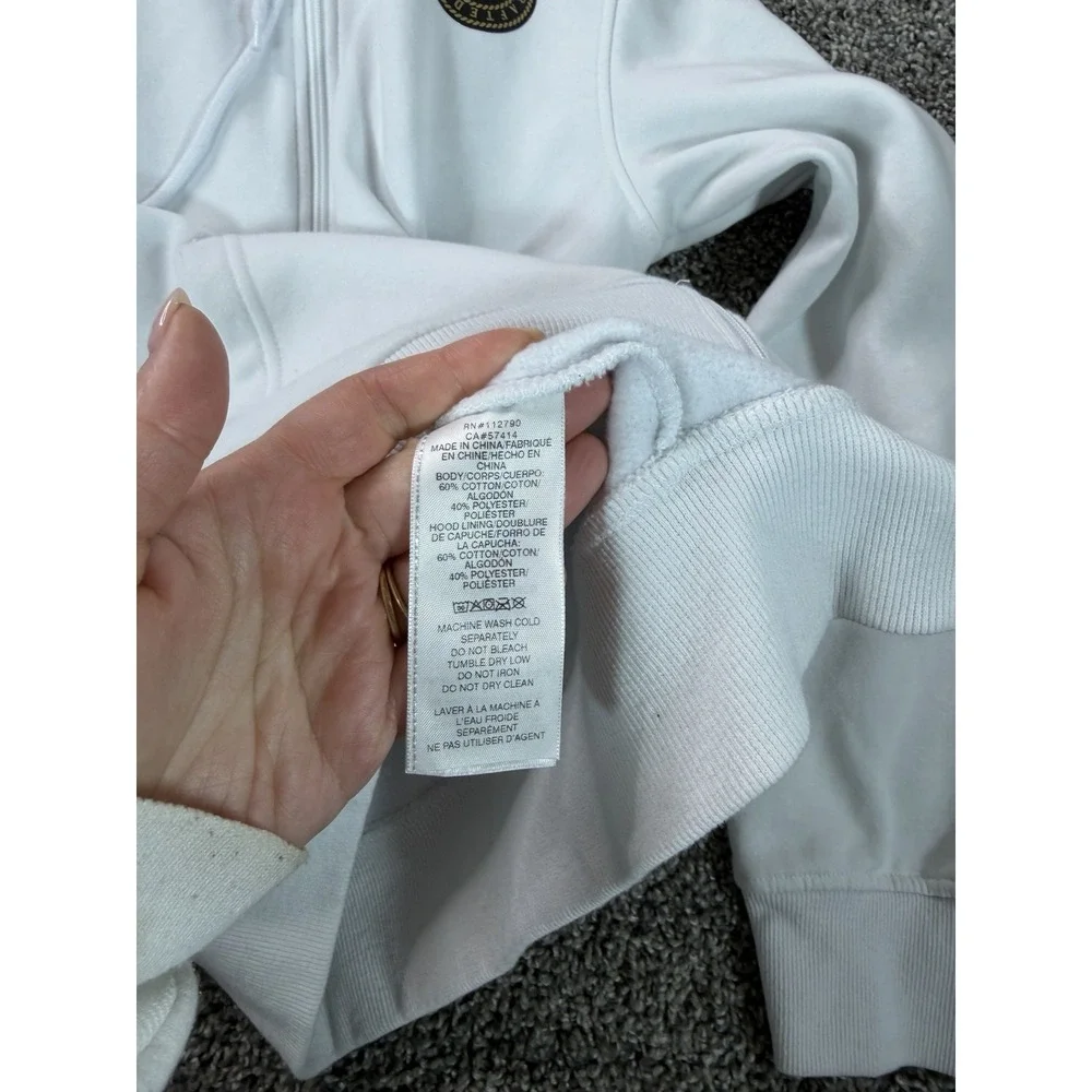 True Religion Full Zip Hoodie Size Medium White